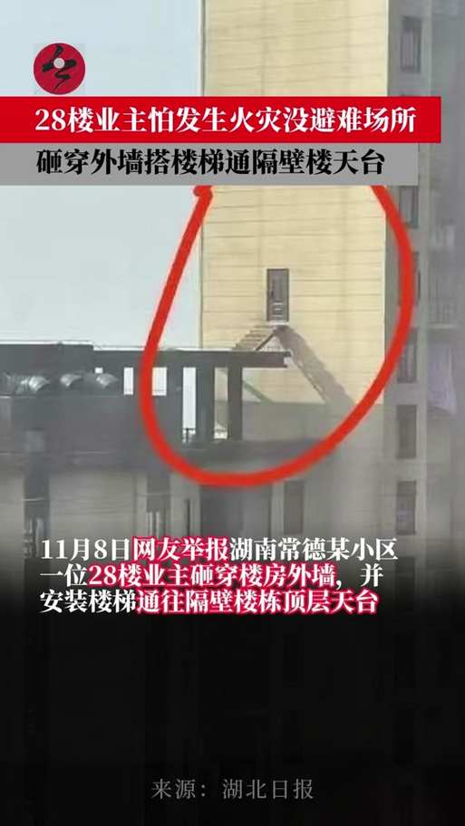 离谱!28楼业主破墙开门,造楼梯!理由惊呆网友 官方回应