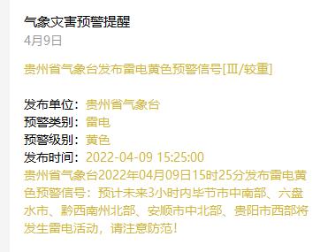 贵州省望谟县发布雷电黄色预警_3