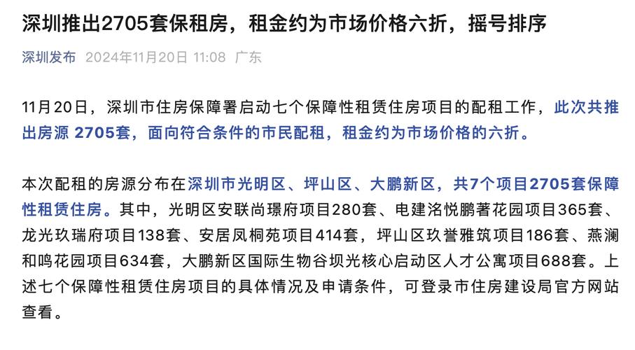 首次面向个人配租!深圳推出2705套保租房,租金多少?如何申请?速看!