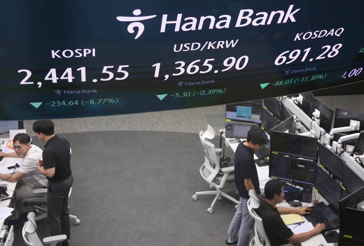 韩国综合股价指数盘中大跌超过6% 跌破2500点关口