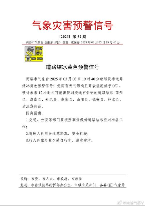 陕西省洛南县发布道路结冰黄色预警_3