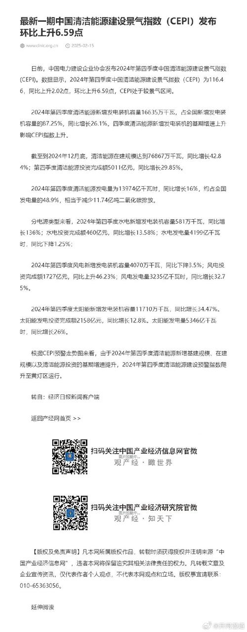 2023年第四季度中国清洁能源建设景气指数处较景气区间